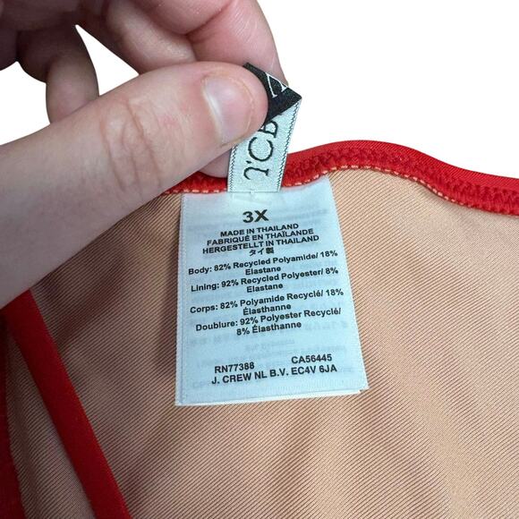 J. Crew Bright Red Perfect String Bikini Bikini Top 3X Swimsuit Resortwear Vacay - Picture 6 of 9